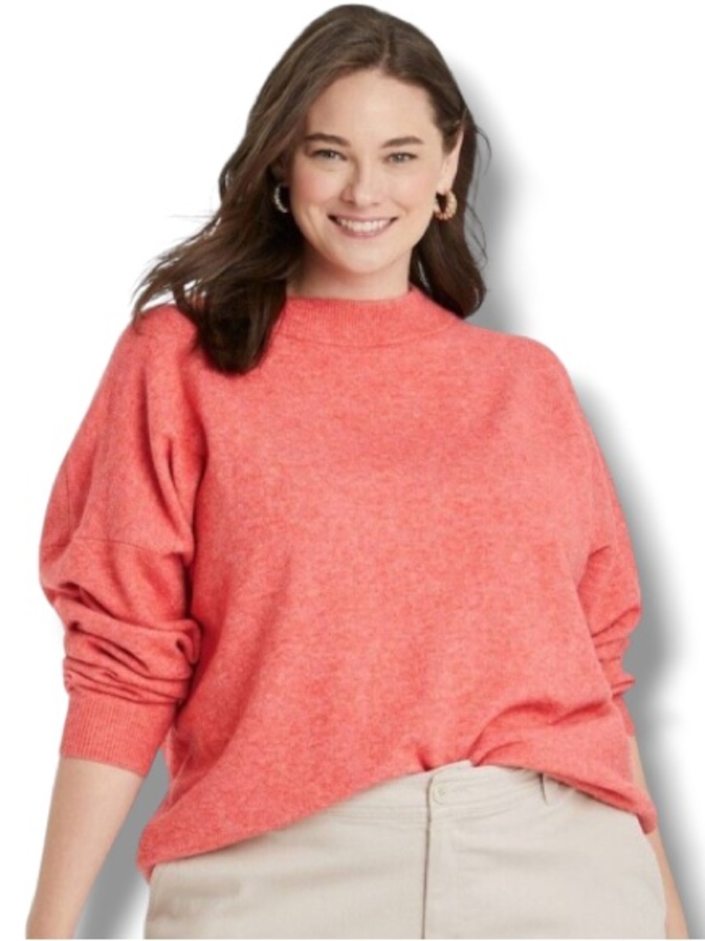 A New Day Women’s Red Pink Comfy Winter Mock Neck Sweater